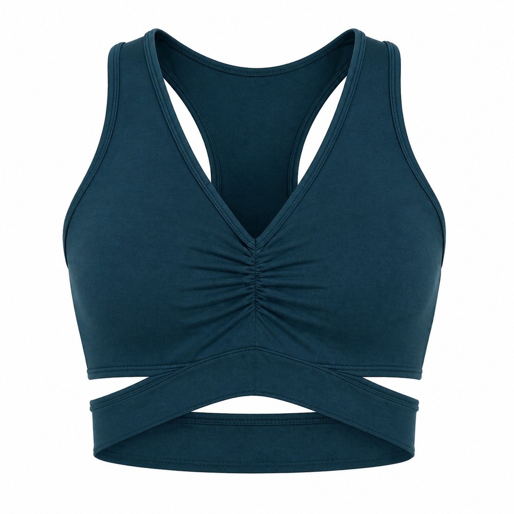 Alphalete Womens Medium Sports Bra Teal Cutout Racerback Gym Active Athleisure